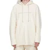 Rick Owens Beige Long Sleeves Logo Hoodie In White
