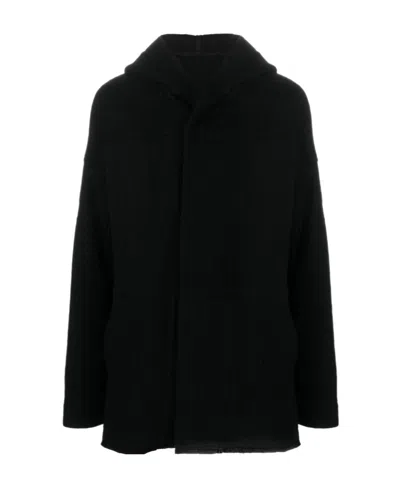 Rick Owens Peter Jkt Virgin Wool Hooded Jacket In Black