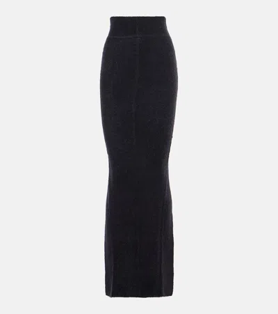 Rick Owens Ribbed Knit Maxi Skirt In Black
