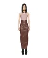 Rick Owens Pillar Coated Maxi Skirt In Green