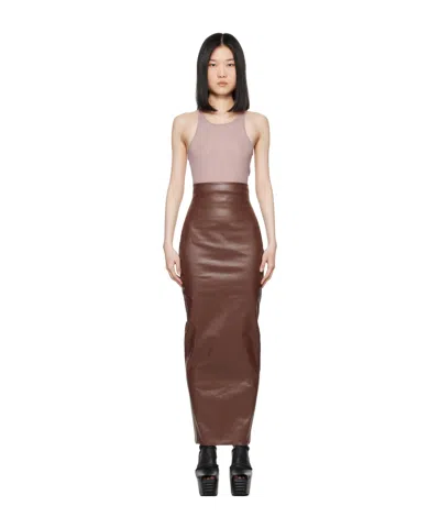 Rick Owens Pillar Coated Maxi Skirt In Green
