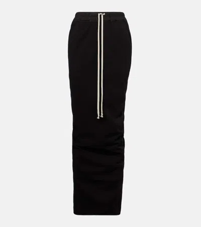 Rick Owens Pillar Cotton Jersey Maxi Skirt In Black