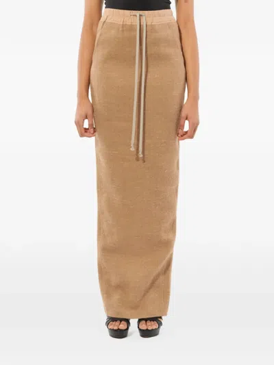 Rick Owens Pillar Drawstring-waist Skirt In Brown