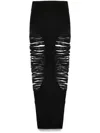 Rick Owens Long Skirt With Cut-out Design And Distressed Effect In Black