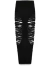 Rick Owens Long Skirt With Cut-out Design And Distressed Effect In Black