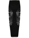 Rick Owens Long Skirt With Cut-out Design And Distressed Effect In Black