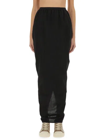 Rick Owens Wool Maxi Skirt In Black