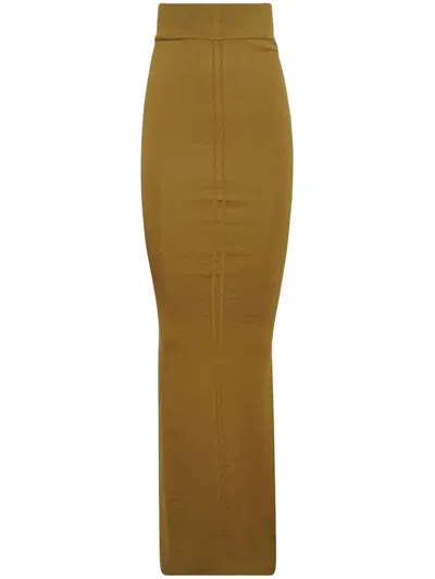 Rick Owens Pillar Maxi Skirt In Brown