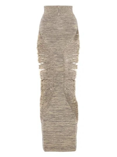 Rick Owens Pillar Maxi Skirt In Gold