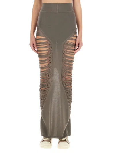 Rick Owens "pillar" Maxi Skirt In Gray