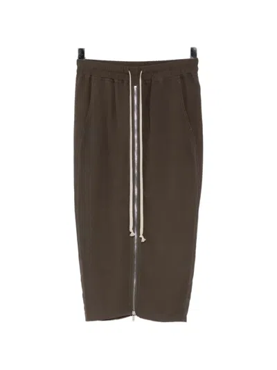 Rick Owens Pillar Midi Skirt In Brown
