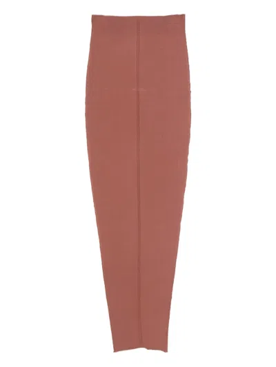 Rick Owens Pillar Ribbed-knit Skirt In Brown