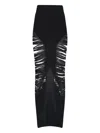 Rick Owens Long Skirt With Cut-out Design And Distressed Effect In Black