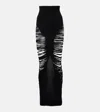 Rick Owens Long Skirt With Cut-out Design And Distressed Effect In Black