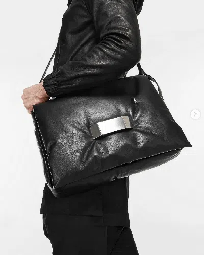 Pre-owned Rick Owens Pillow Griffin Quilted Leather Shoulder Big Bag In Black