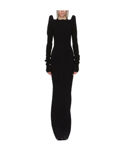 Rick Owens Pinched-shoulder Knitted Dress In Black