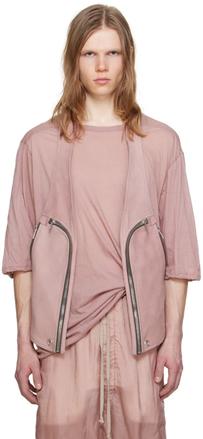 Rick Owens Pink Bauhaus Leather Waistcoat In 63 Dusty Pink