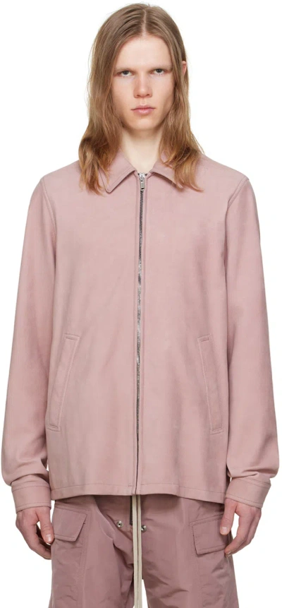 Rick Owens Pink Brad Leather Jacket In 63 Dusty Pink