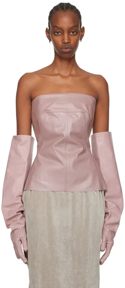 Rick Owens Pink Coated Denim Camisole In 63 Dusty Pink