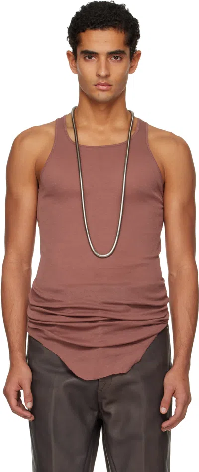 Rick Owens Pink Concordians Basic Rib Tank Top In Brown