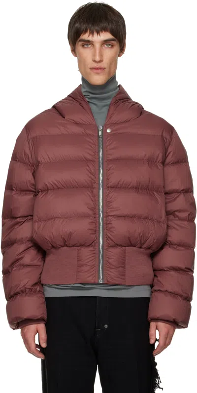 Rick Owens Pink Concordians Hooded Down Jacket In Brown