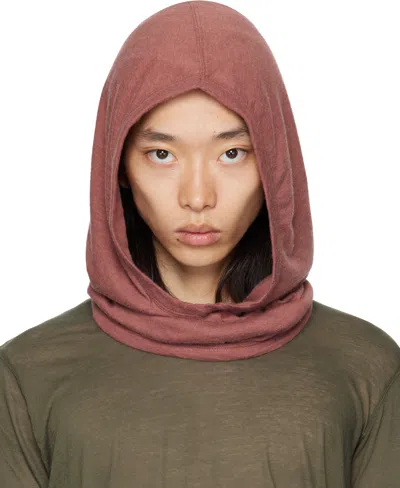 Rick Owens Pink Concordians Knit Hood In Brown
