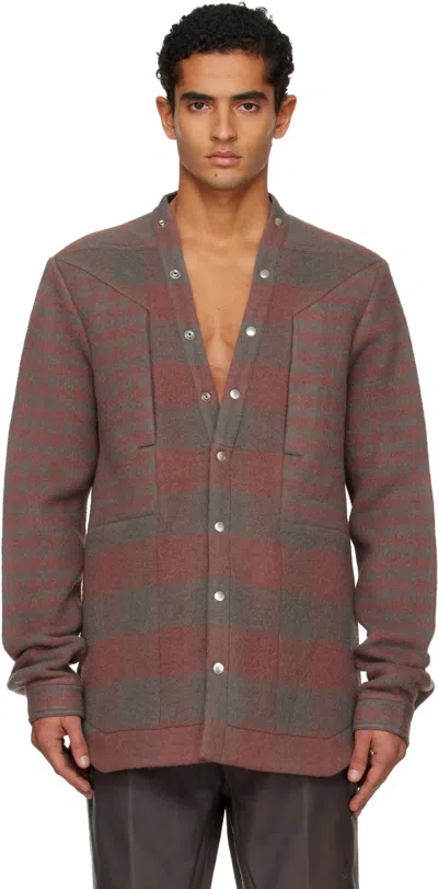 Rick Owens Pink Concordians Larry Fogpocket Overshirt In Gray