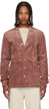Rick Owens Pink Concordians Larry Fogpocket Suede Jacket In Brown