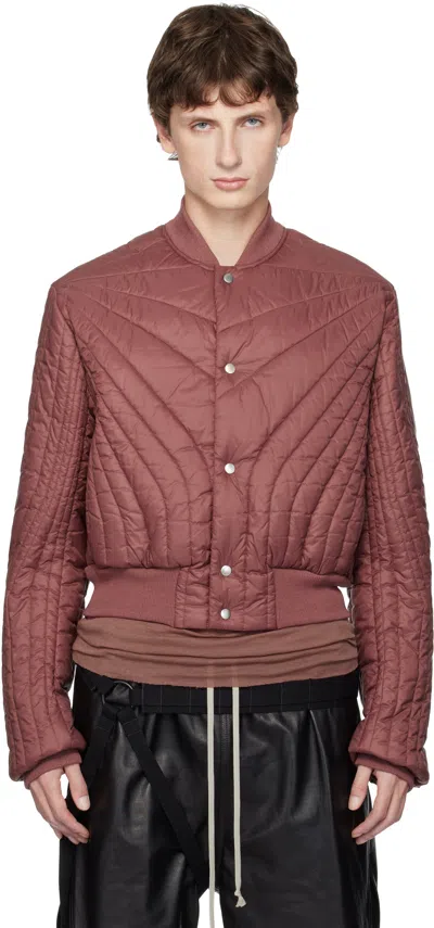 Rick Owens Pink Concordians Quilted Flight Down Jacket In Brown