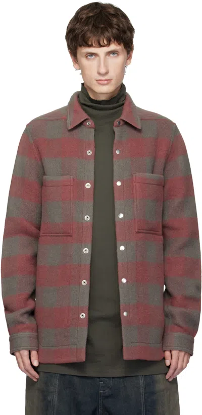 Rick Owens Pink Concordians Wool Shirt In Brown
