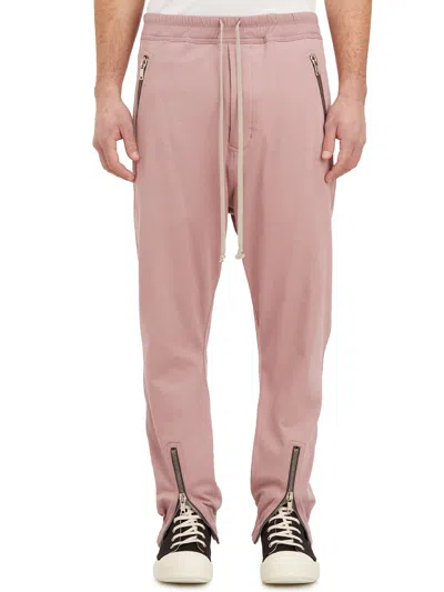 Rick Owens Pink Cotton Track Trousers For Men In Ss24
