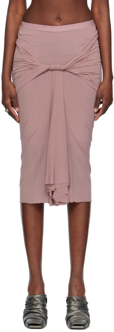 Rick Owens Pink Draped Midi Skirt In 63 Dusty Pink