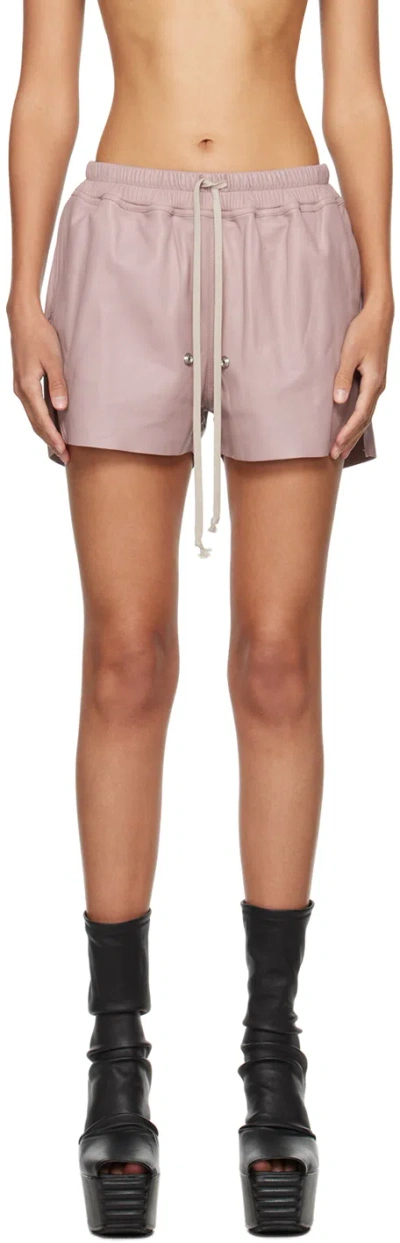 RICK OWENS PINK GABE LEATHER SHORTS