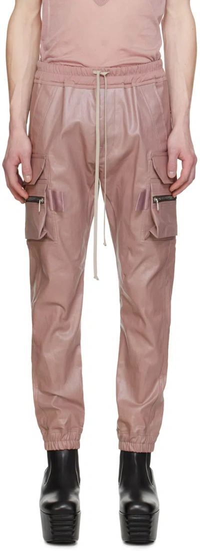 Rick Owens Pink Mastodon Denim Cargo Pants In 63 Dusty Pink