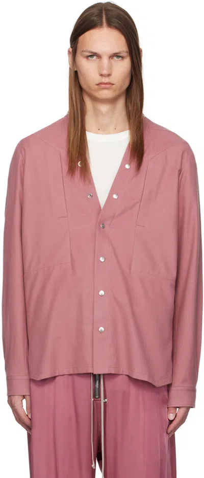 Rick Owens Pink Porterville Larry Fogpocket Long Sleeve Shirt In 23 Thulian
