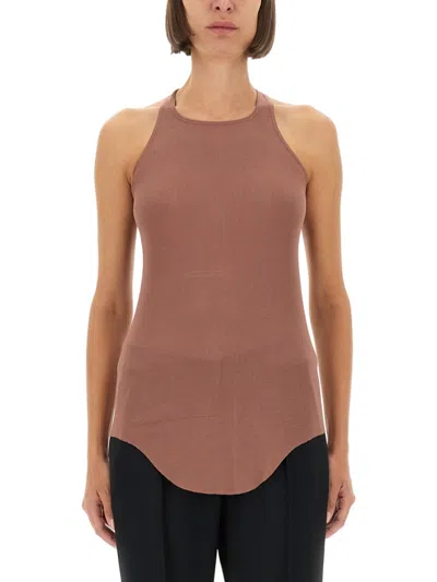 Rick Owens Pink Solid Halter Neck Top In Brown