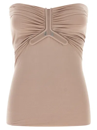 RICK OWENS PINK SOLID STRAPLESS TOP