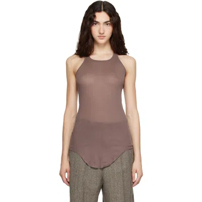 Rick Owens Pink Tower Basic Rib Tank Top In Brown