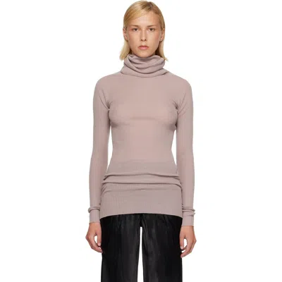 Rick Owens Pink Tower Ls Tube Turtleneck In Neutral