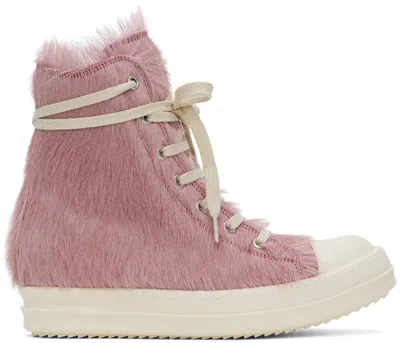 Rick Owens Pink Unshaved Trainers In 6311 Dusty Pink/milk