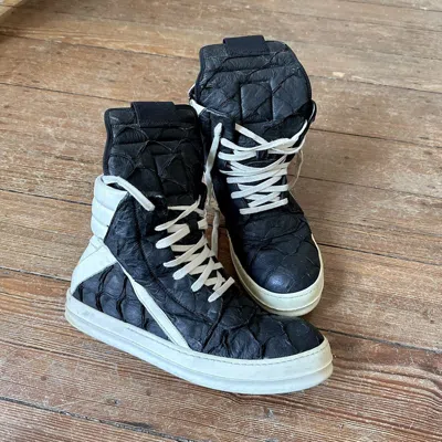 Pre-owned Rick Owens Pirarucu Fish Leather Geobaskets In Black