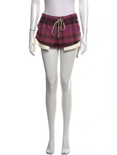 Pre-owned Rick Owens Plaid Print Mini Shorts W/ Tags In Grey