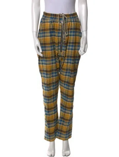 Pre-owned Rick Owens Plaid Print Straight Leg Pants In Multi
