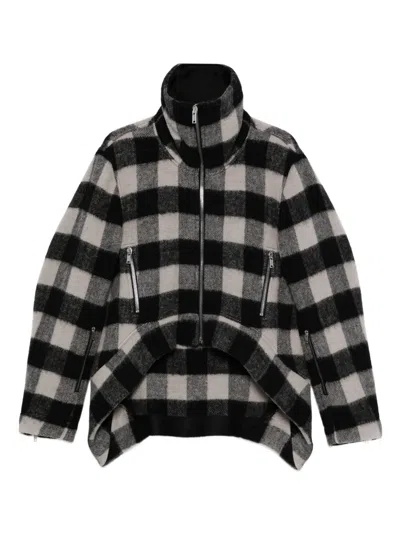 Rick Owens Plaid Zip-front Jacket In Black
