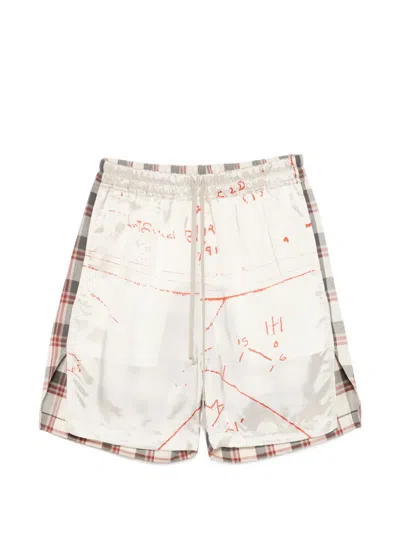 Rick Owens Plaid-pattern Shorts In White