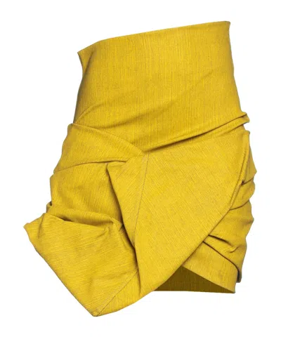 Rick Owens Plain Colour Denim Skirts In Yellow