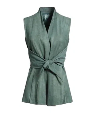 Rick Owens Plain Colour Gilets In Green