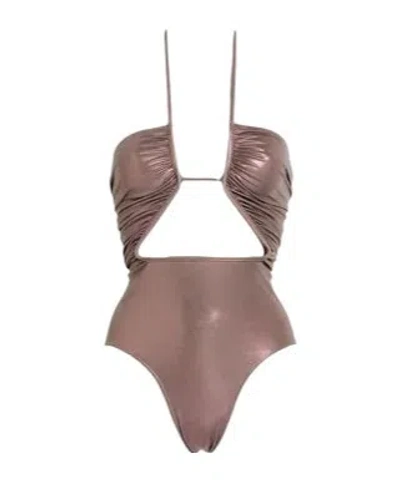 Rick Owens Plain Colour One-piece Swimsuits In Brown