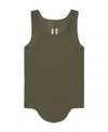 Rick Owens Plain Knitted Rib Vest In Green