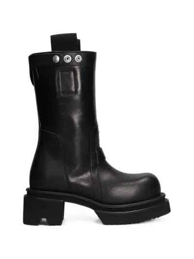 Rick Owens Pull On Bogun Leather Boots In Black
